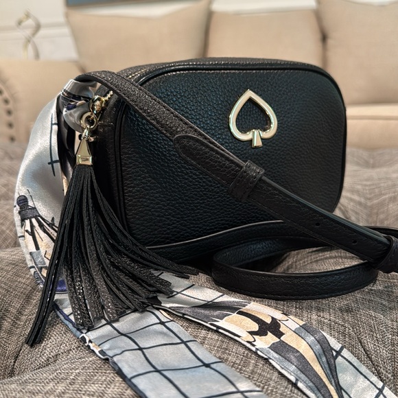 Kate Spade Bag Black Pebbled Leather Logo Camera Bag Crossbody Bag - Picture 3 of 17